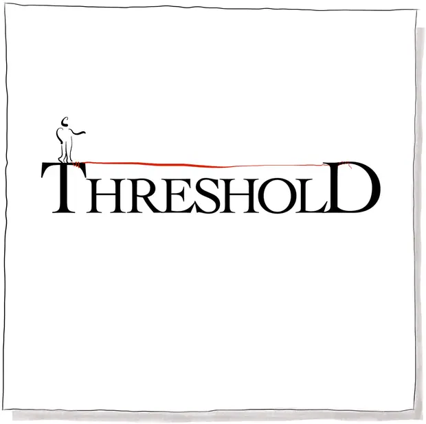 Threshold — a figure walking a red thread along the word THRESHOLD