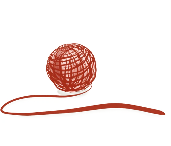 A ball of red thread, unspooling